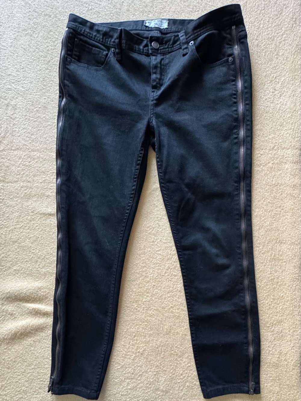 Free People Black Skinny Jeans with Side Zipper Detail